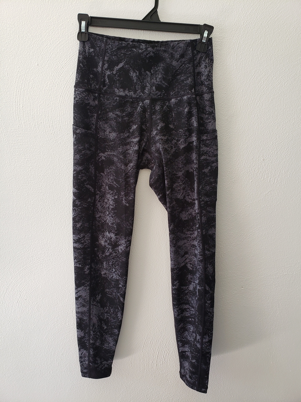 Marbled Black & Charcoal High-Waist Leggings